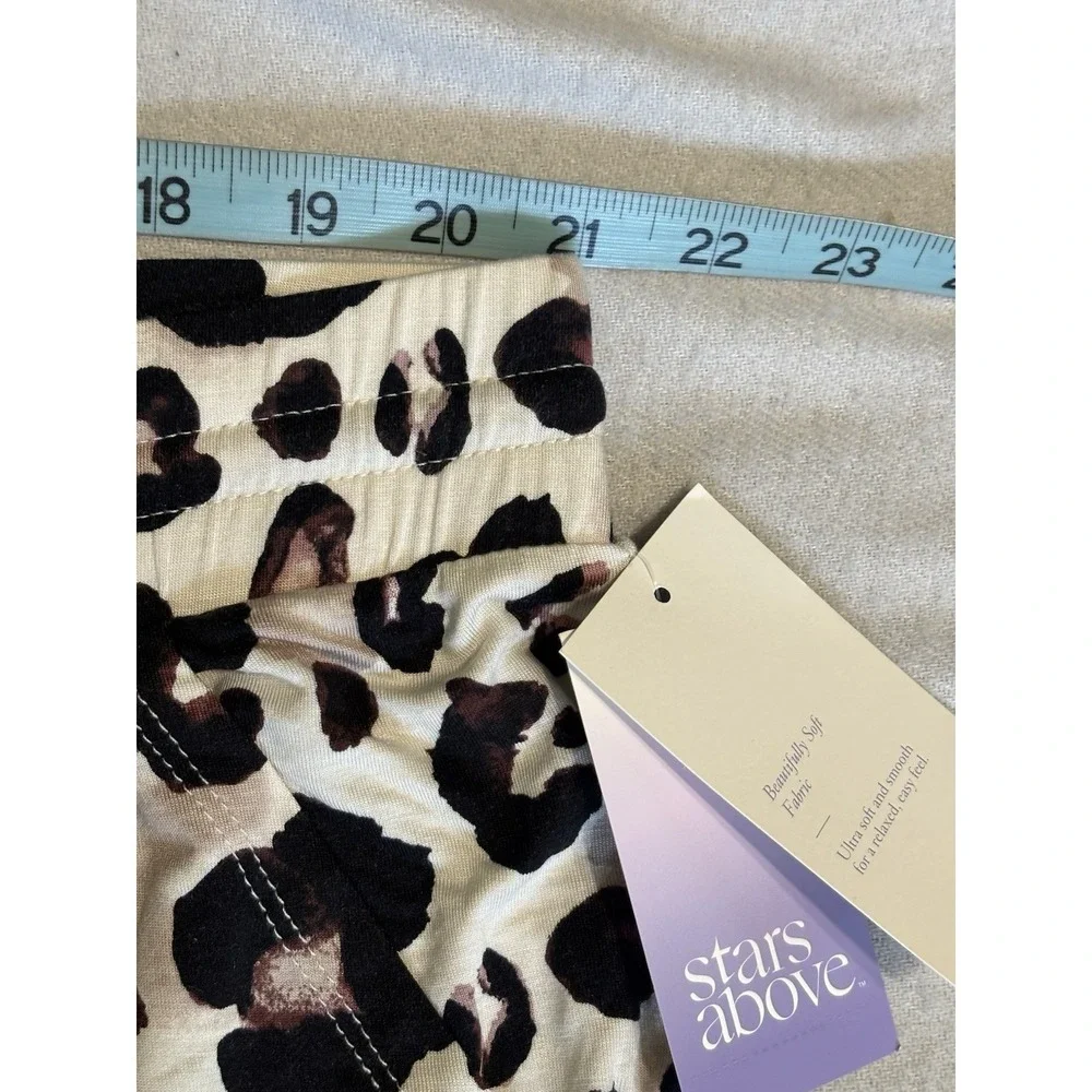 Stars Above Leopard Print Pajama Pants Size 2X Wide Leg Elastic/Tie Waist